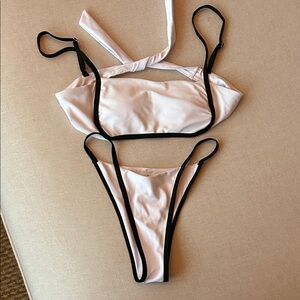 NWOT White and Black High Waisted Bikini Set